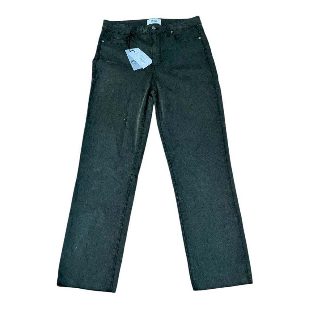 NWT PAIGE Jacqueline Straight Raw Hem size 30 Green Vine / Olive inseam 27” NEW
